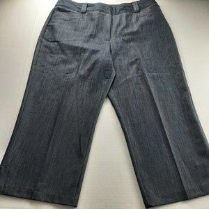 Harve Benard Womens Chambray Capri Pants Size 12 Dark Wash Blue Cropped Trouser